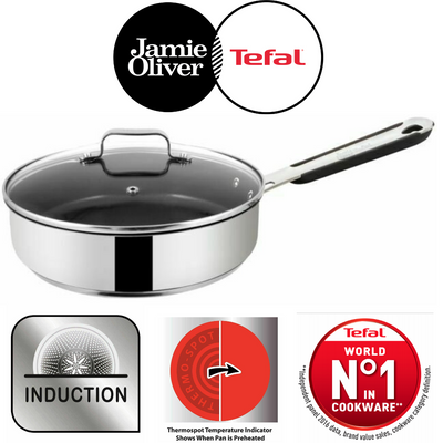 Jamie Oliver by Tefal Saute Pan and Lid 25cm 2.8L Boxed Induction Compatible