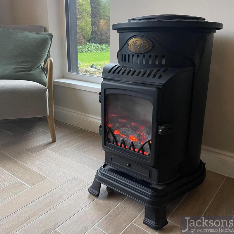 Provence Portable Gas Heater Matt Black Real Flame Effect Calor Gas - Northern Ireland ONLY Collection or Delivery