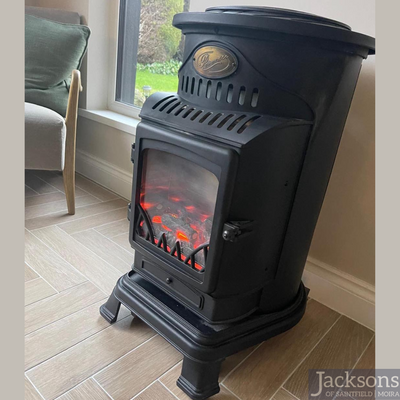 Provence Portable Gas Heater Matt Black Real Flame Effect Calor Gas - Northern Ireland ONLY Collection or Delivery