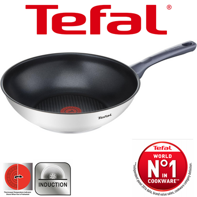 Tefal Daily Cook Wok Stir Fry Pan Titanium Non Stick 28cm Silver All Hobs