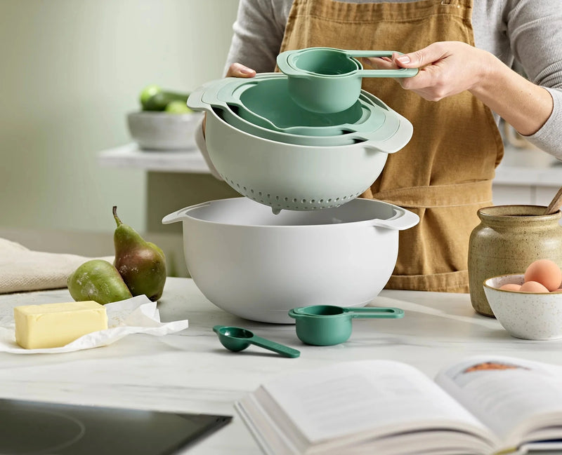 Joseph Joseph Nest 9 Plus 9-piece Compact Food Preparation Set Sage