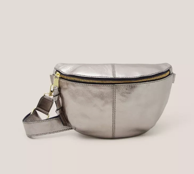 White Stuff Ladies Sebby Mini Leather Sling Bag GLD TN MET