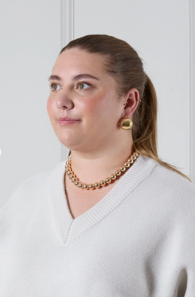 Chalk Ladies Single Strand Chunky Beaded Necklace Gold