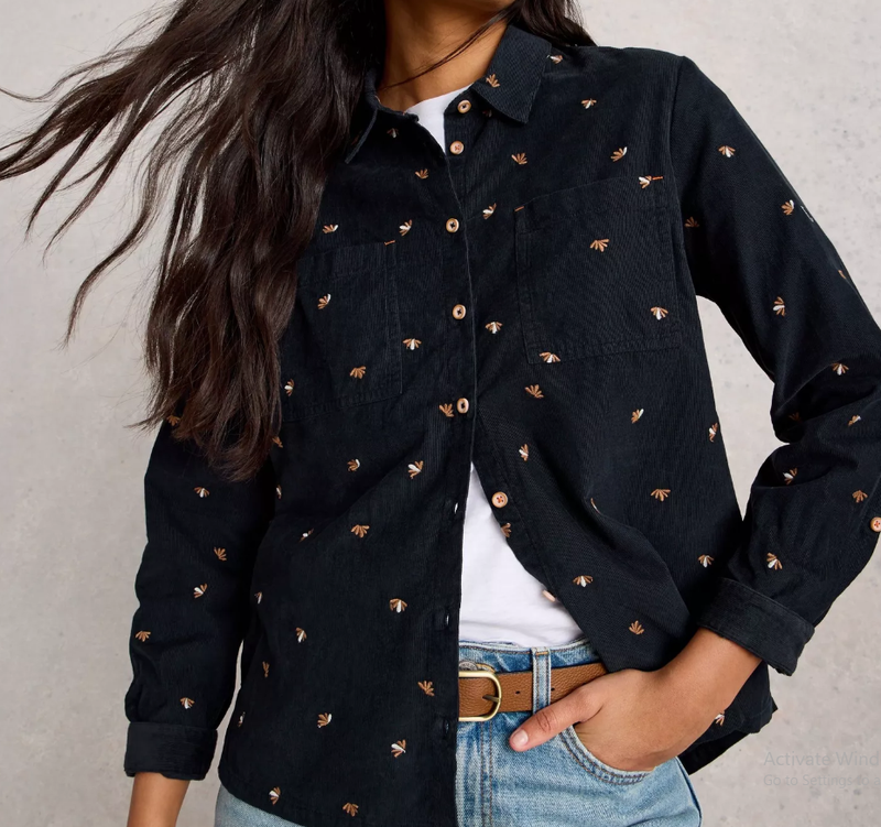 White Stuff Sophie Cord Shirt in Navy Multi