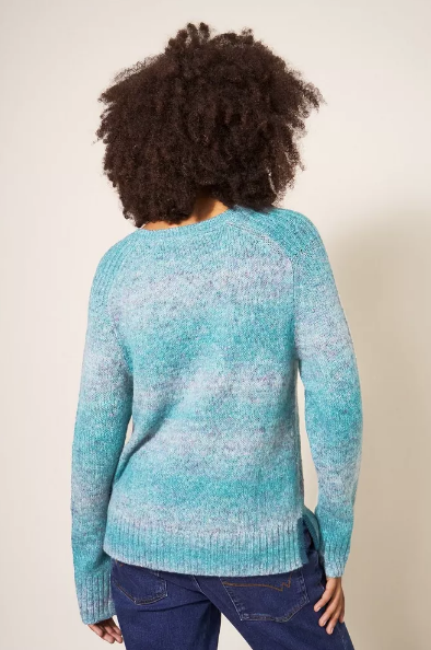 White Stuff Space Dye Wool Jumper in Teal Multi