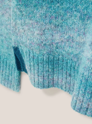 White Stuff Space Dye Wool Jumper in Teal Multi