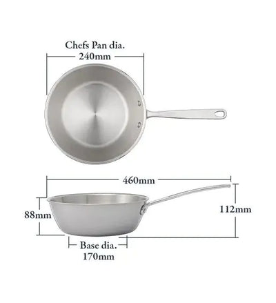 Stellar Eclipse 24cm Chefs Pan 2L Tri-ply Stainless Steel Deep Frypan STP48