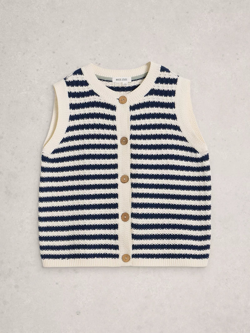 SIENNA STRIPE BUTTON TANK in NAVY MULTI