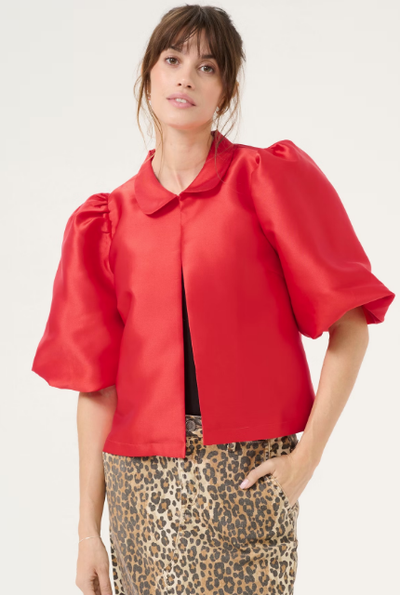 Culture Ladies CUtafta Satin jacket In Fiery Red, Tafta