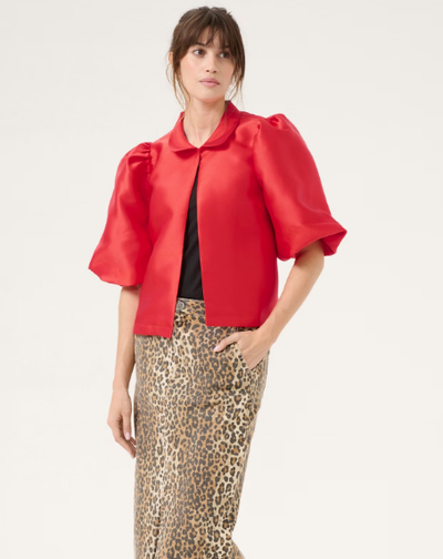 Culture Ladies CUtafta Satin jacket In Fiery Red, Tafta