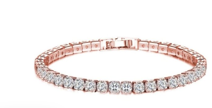 Kilkenny Silver Bracelet FP65 Rose Gold Plated Tennis Bracelet