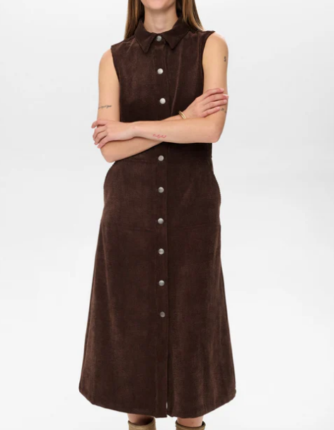 Numph Ladies NUThea Dress in Black Coffee, Thea Corduroy Sleeveless