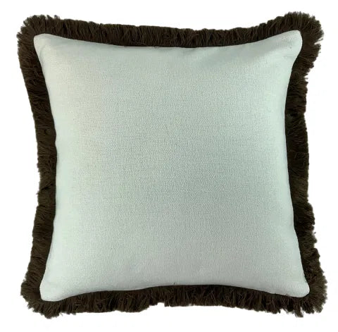 Malini Large Hugo Choc Cushion SLUB CUSHION WITH HEAVY CHOC FRINGE 56 X 56