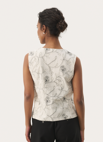Part Two Ladies TonyPW Waistcoat In Black Stitch on White, Tony