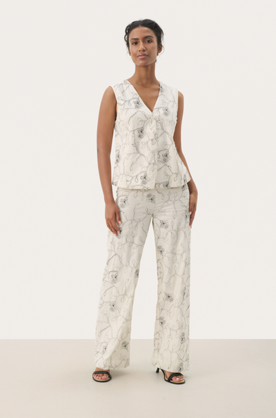 Part Two Ladies TonyPW Waistcoat In Black Stitch on White, Tony