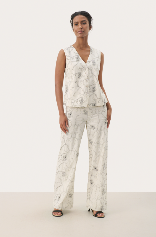 Part Two Ladies TonyPW Waistcoat In Black Stitch on White, Tony