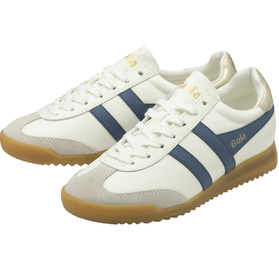 Gola Classics Ladies Torpedo Leather Trainers Off White/Moonlight/Gold