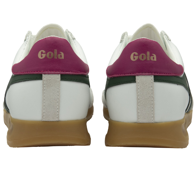 Gola Ladies Torpedo Classic Leather Trainer CLB622 White Evergreen Fuchsia