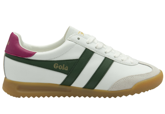 Gola Ladies Torpedo Classic Leather Trainer CLB622 White Evergreen Fuchsia