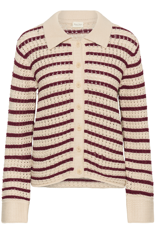 Part Two Ladies Cardigan TraceyPW in Tawny Port Stripe, Tracey Cardi