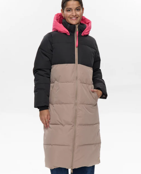 Numph Ladies Coat NUTriane in Taupe Grey, Triane Long Jacket