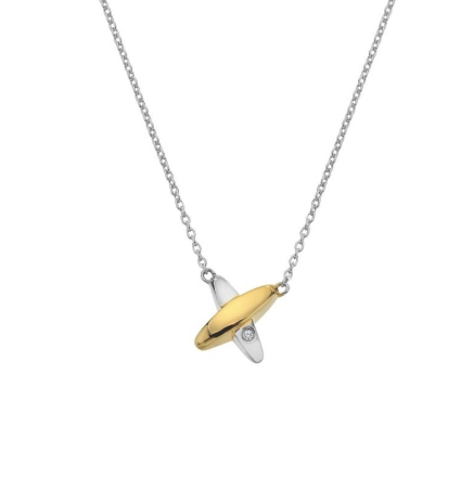 Hot Diamonds Pendant Coupled Two Tone Sterling Silver Necklace DN225