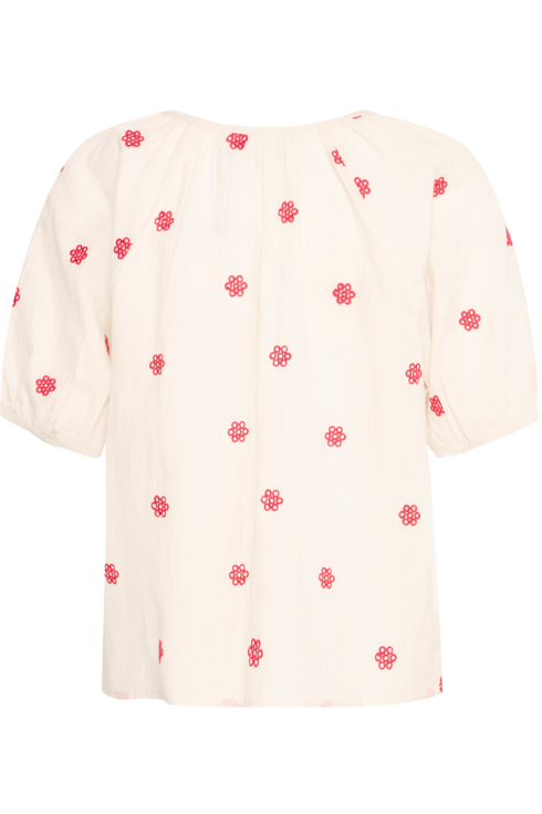 Ichi Ladies Ihvinna Blouse with short sleeve In Almond Milk