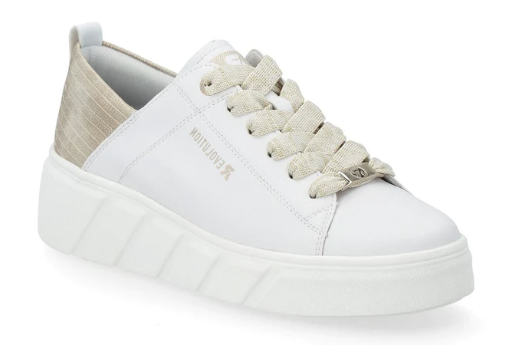 Rieker Ladies Casual Lace Up Trainer in Weiss White W0502-81