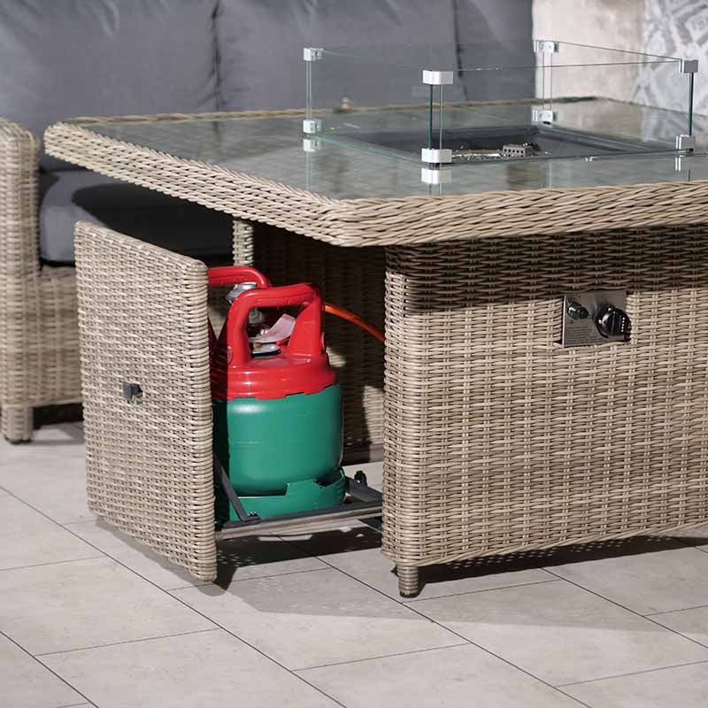 Royalcraft Wentworth 8 Seater Deluxe Modular Corner Dining Lounging Set with Square Fire Pit Table