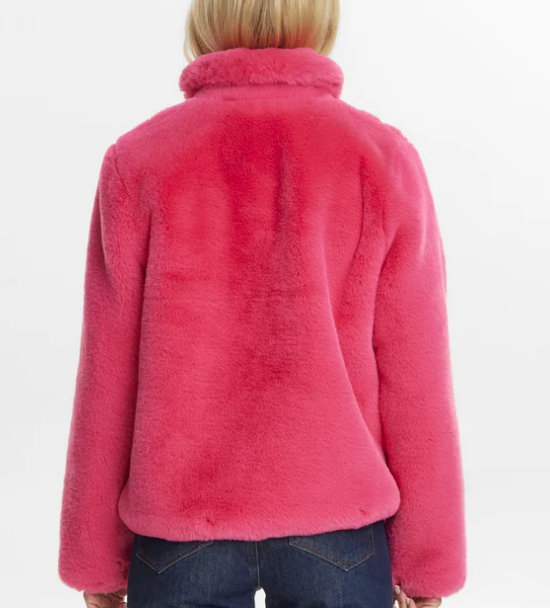 Numph Ladies Fake Fur Jacket NUWinda in Fandango Pink, Winda