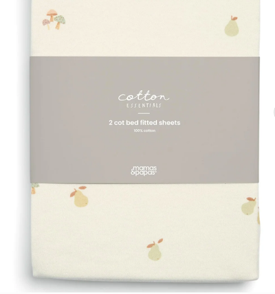 Mamas & Papas Cotbed Fitted Sheet (Pack of 2) - Woodland Print Orchard