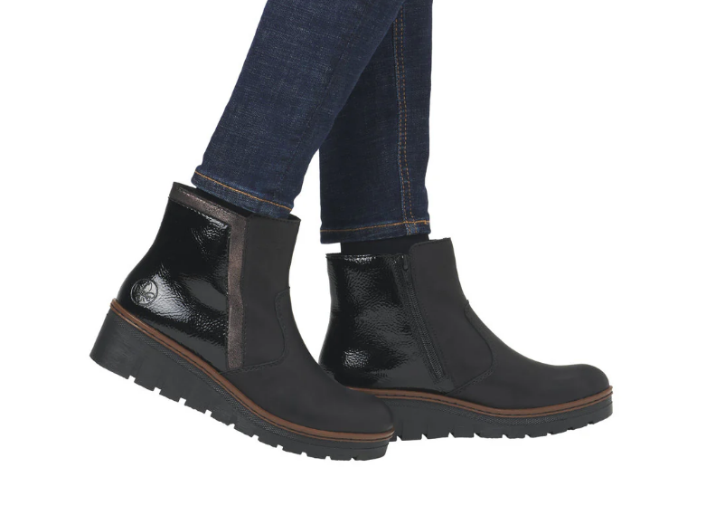 Rieker Ladies Ankle Boots X9150-00 in Black Patent