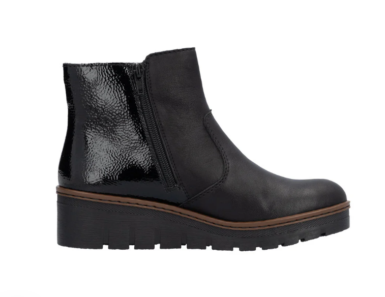 Rieker Ladies Ankle Boots X9150-00 in Black Patent