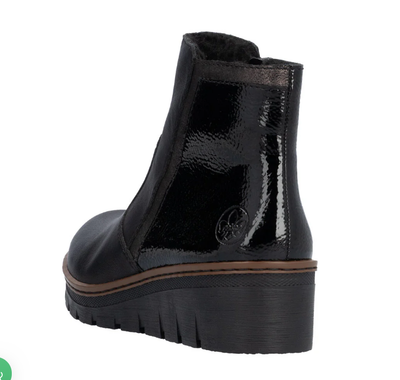 Rieker Ladies Ankle Boots X9150-00 in Black Patent