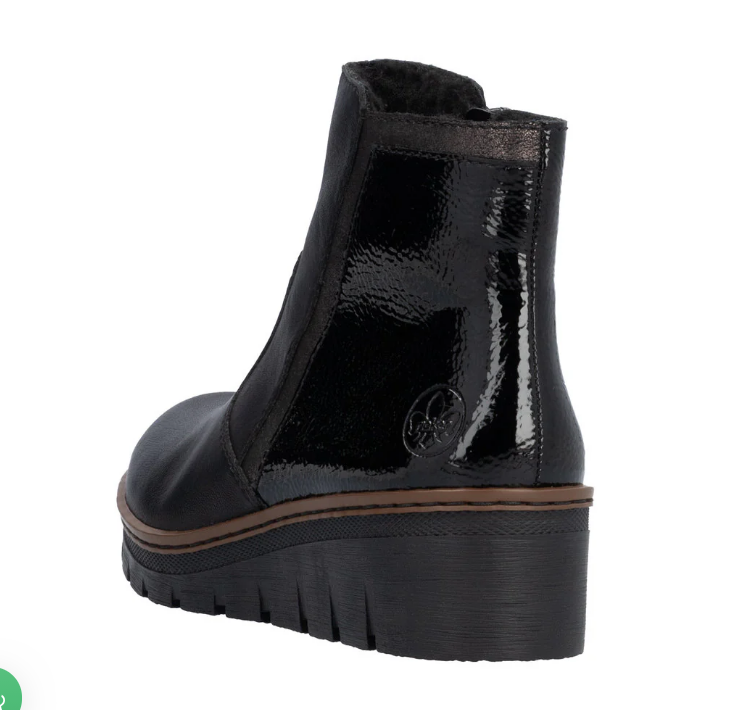 Rieker Ladies Ankle Boots X9150-00 in Black Patent