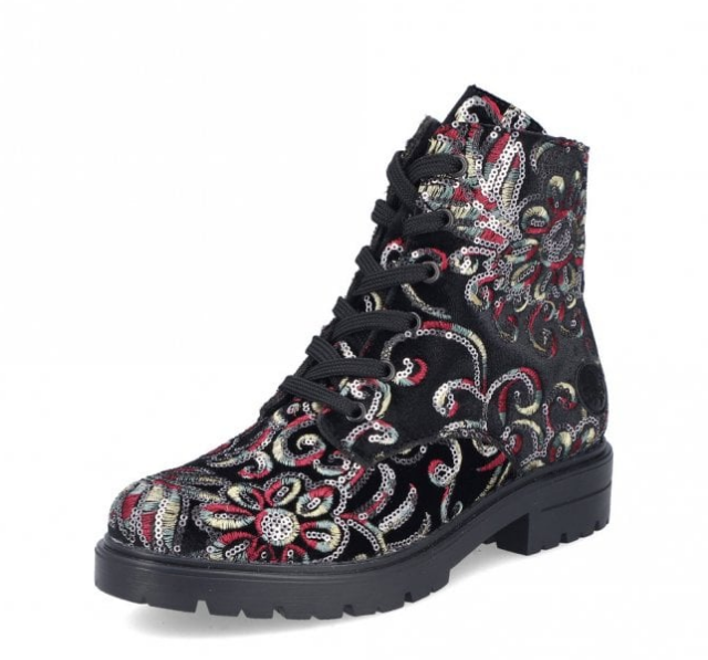 Rieker Ladies Ankle Boots Z2841-90 in Black Multi