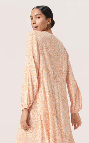 Soaked In Luxury Ladies Short Dress SLZaya in Tangerine Ditsy Print, Zaya