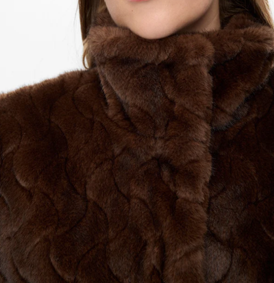 Numph Ladies Fake Fur Coat NUZitta in Black Coffee, Zitta