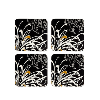 Denby Monsoon Chrysanthemum Charcoal 4 X Coasters