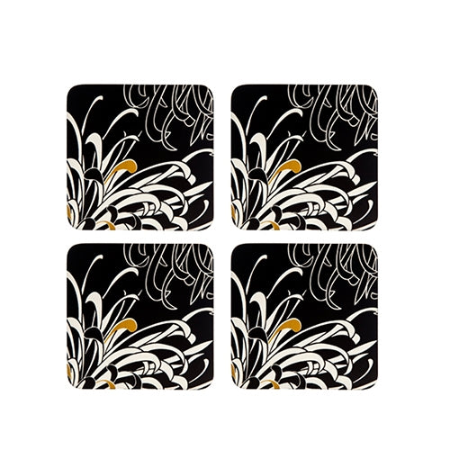 Denby Monsoon Chrysanthemum Charcoal 4 X Coasters