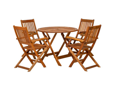 Royalcraft Manhattan 4 Seater Dining Set with 4 Folding Armchairs Chairs