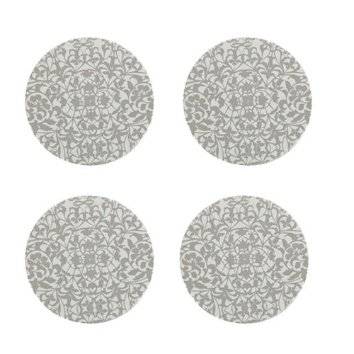 Denby Monsoon Filigree Silver Round Coaster X4