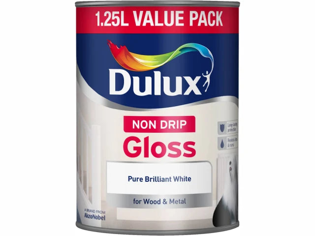 DULUX Non Drip Gloss Pure Brilliant White 1.25L