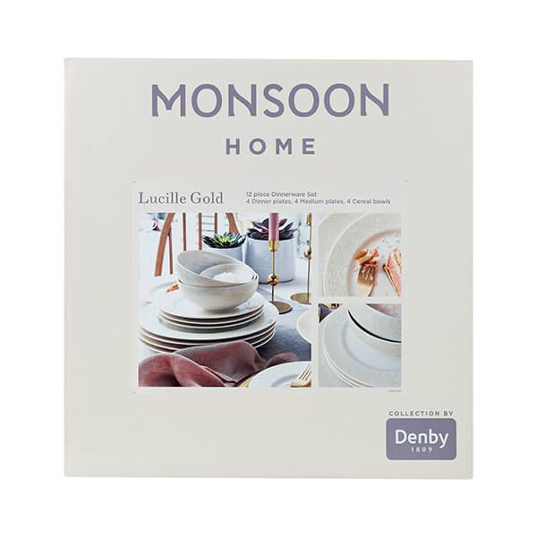 Denby Monsoon Lucille Gold 12 Piece Tableware Set