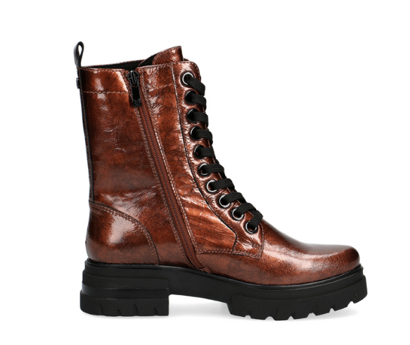 Caprice ladies leather ankle boots, 25216-29, in rust naplak patent