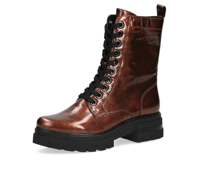 Caprice ladies leather ankle boots, 25216-29, in rust naplak patent