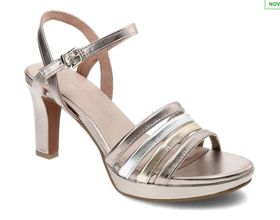 Marco Tozzi Ladies Dressy Sandal, 28309-20, Rose Metal Combination