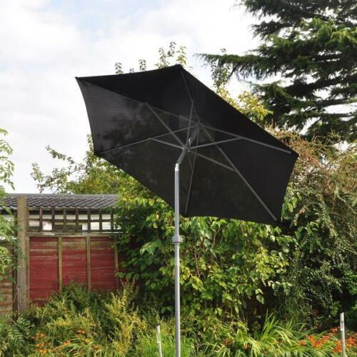 2m Aluminium Parasol Sun Shade with Crank and Tilt Garden Patio in Black