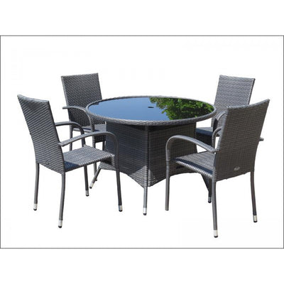 Collect in-store ONLY Royalcraft Malaga Grey Rattan 4 Seater Stacking Dining Set