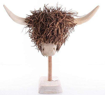 Voyage Maison Highland Cow Wooden Sculpture With Stand